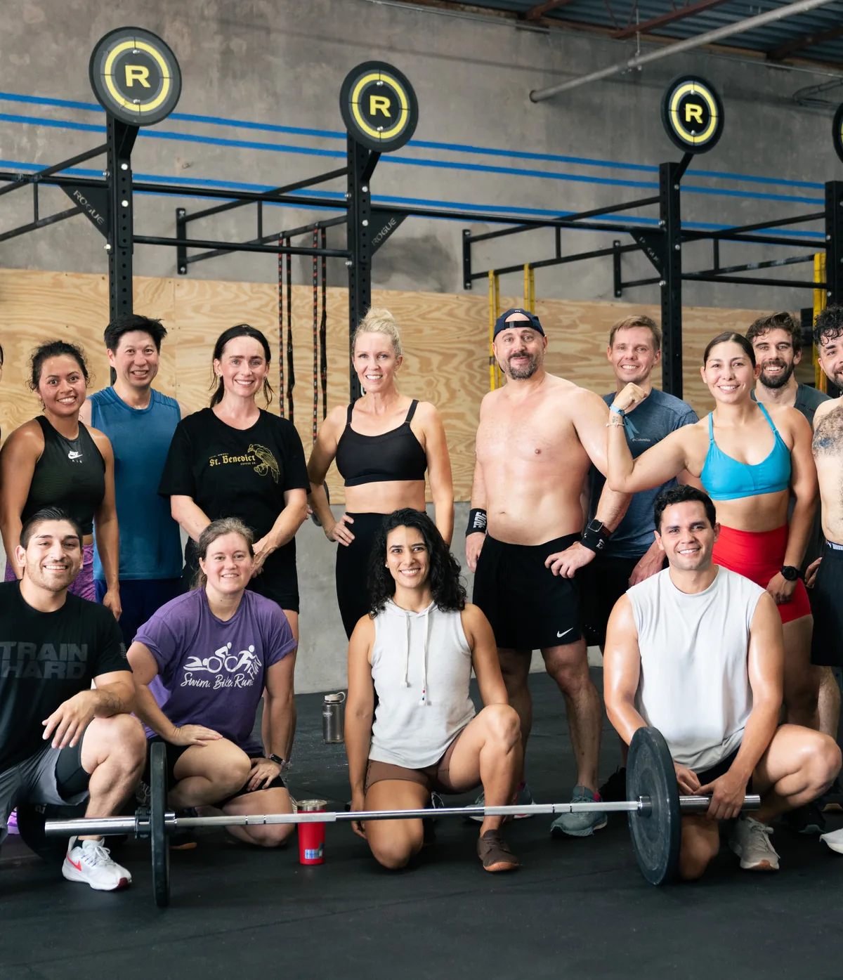 Members and coaches at FitHub REP, a CrossFit and HYROX gym in North Austin, TX